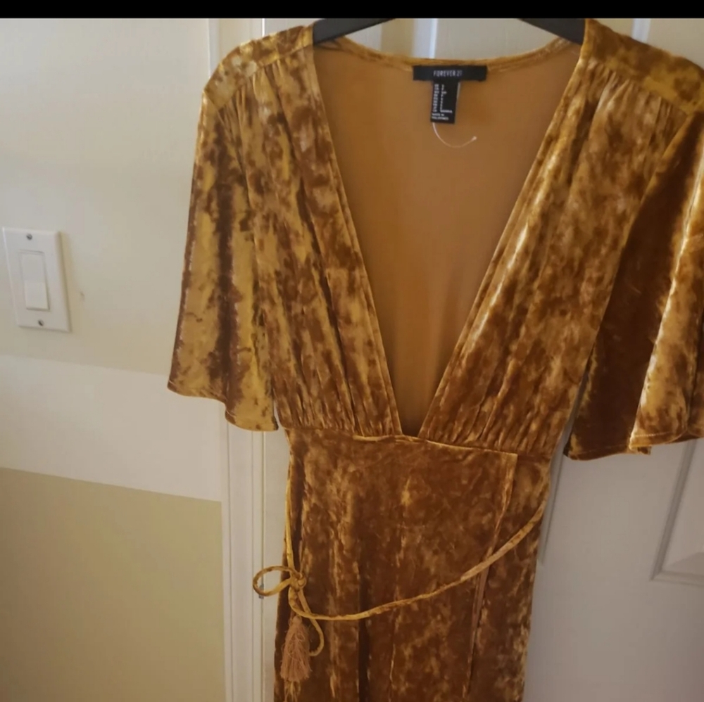 Gold velvet dress